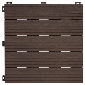 Garden Decking Tiles Cosmopolitan Patio, Terrace, Hot Tub Deck Tiles Interlocking Decking Tiles Cosmo Composite Outdoor Drainage Deck Flooring (Graphite, Grey or Brown 30 x 30cm, 10x)