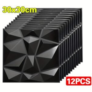 12pcs Wall Panel Decorative PVC 3D Wall Ceiling Tiles Cladding Wallpaper 30x30cm