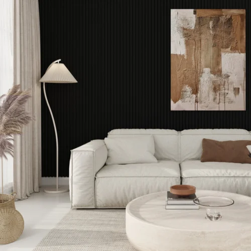 Charcoal Black Acoustic Wood Panel - Slat Wall Cladding - 2.4m High - Soundproof Felt Backing