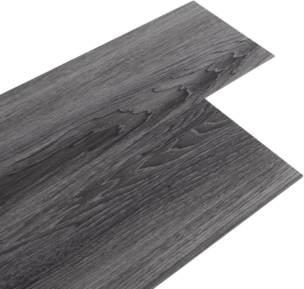 Dark Grey Wood Grain Self-adhesive Luxury PVC Floor Flooring Plank 5.02m² 36 Tiles